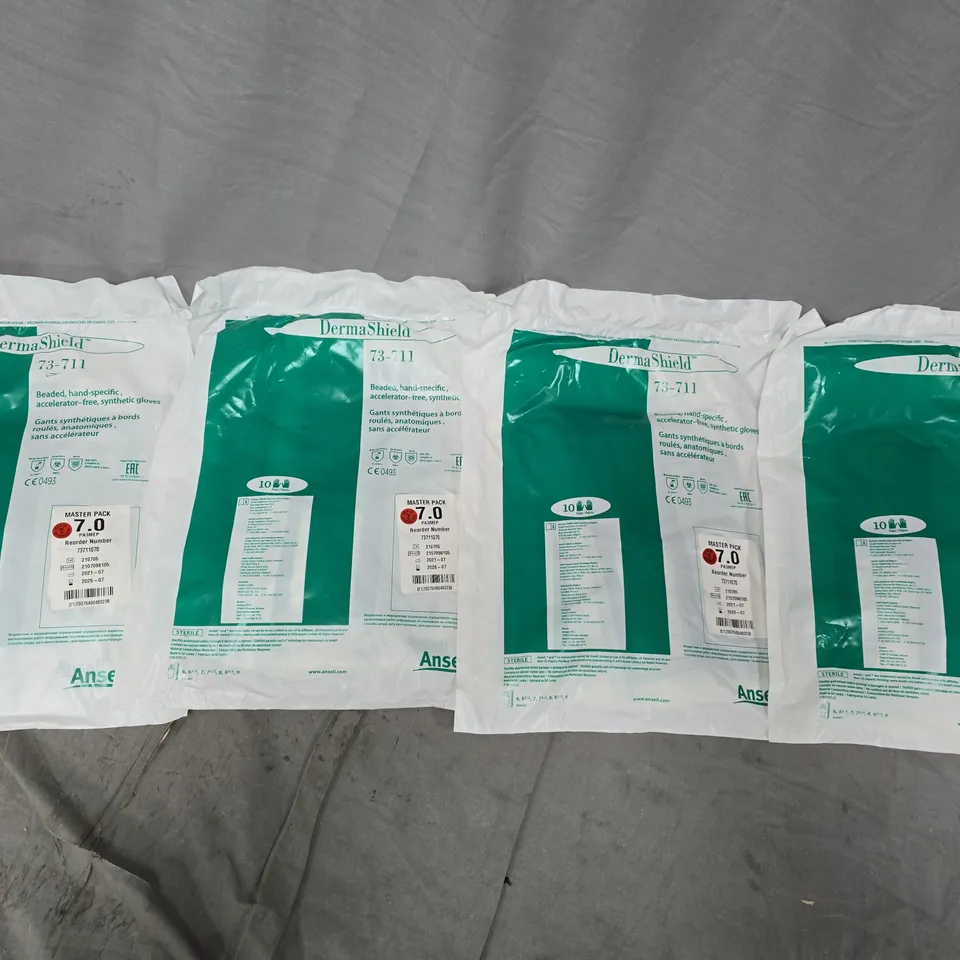 40 PAIRS OF ANSELL DERMASHIELD 73-711 SERIES GREEN NEOPRENE GLOVES - 7.0
