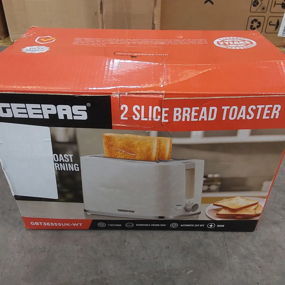 BOXED GEEPAS 2 SLICE BREAD TOASTER 