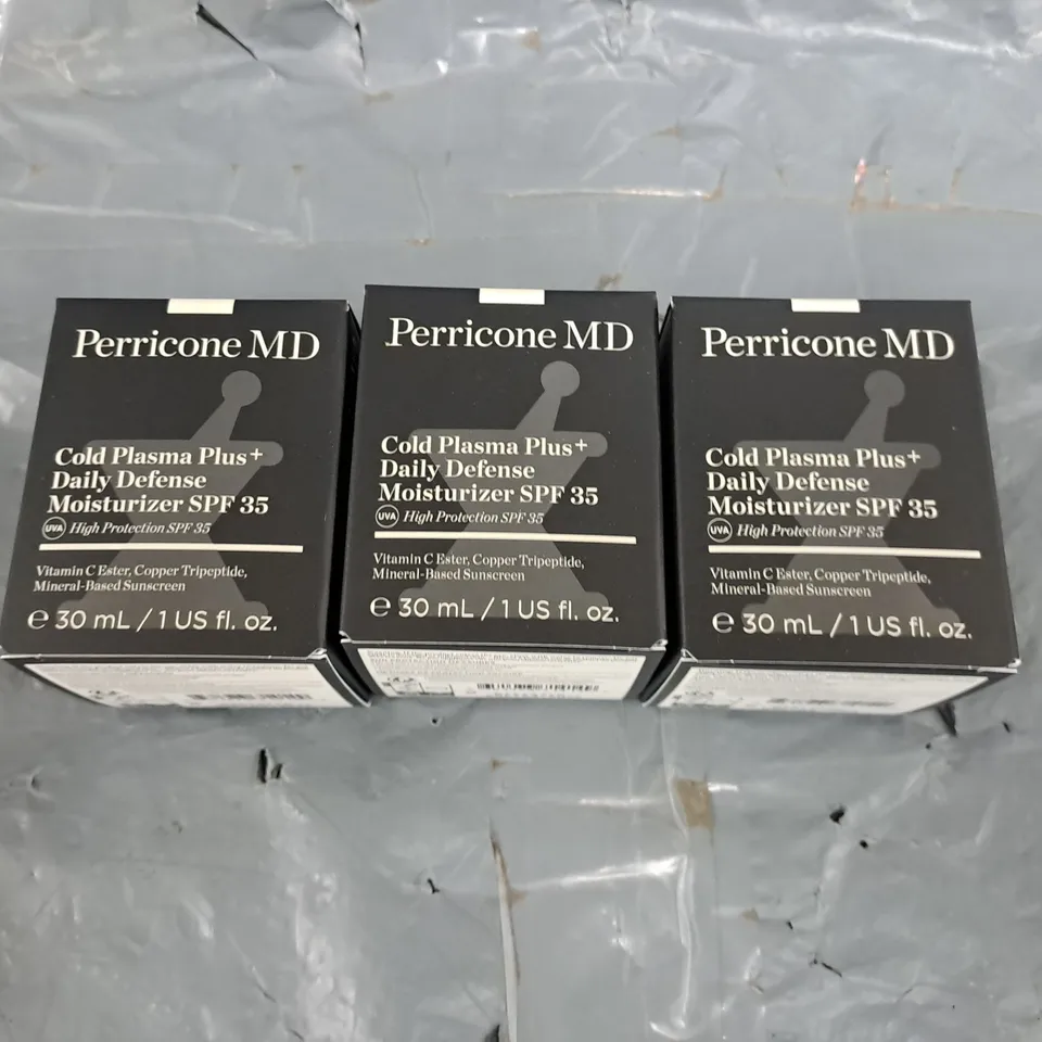 3 BOXED PERRICONE MD COLD PLASMA PLUS+ DAILY DEFENSE MOISTURIZER SPF 35 30ML 