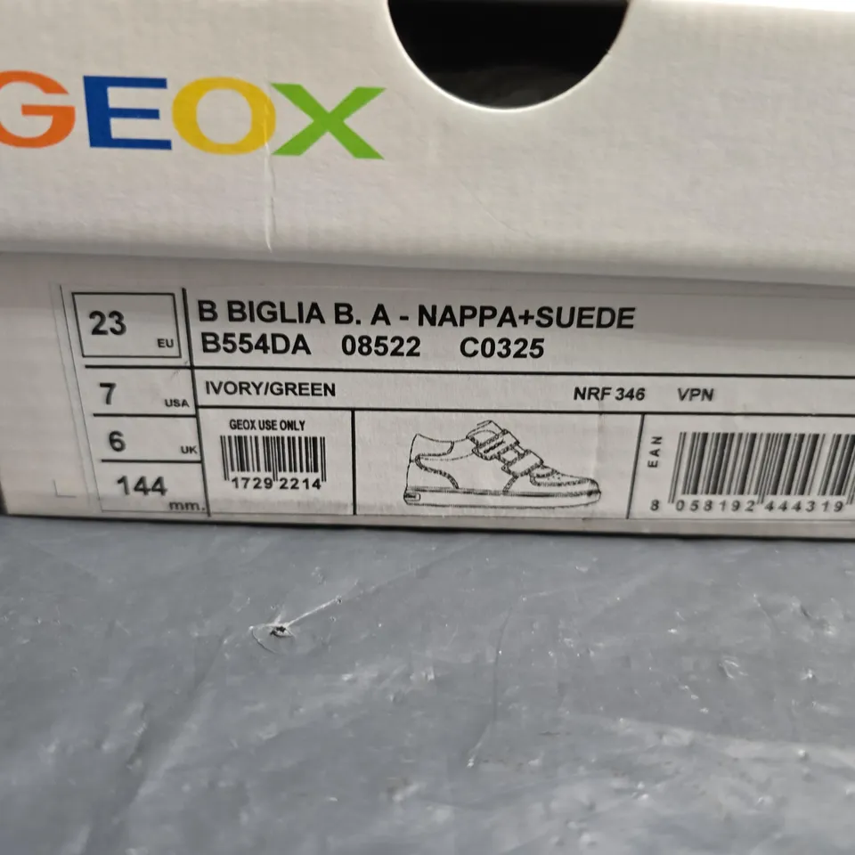 GEOX B BIGLIA B.A. NAPPA+SUEDE KIDS' TRAINERS – UK 6 (EU 23) – VELCRO