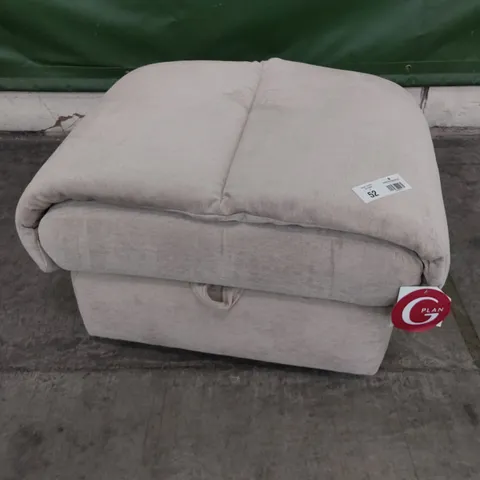 QUALITY BRITISH DESIGNER G PLAN MINSTRAL STORAGE FOOTSTOOL MONTILLA ALMOND FABRIC