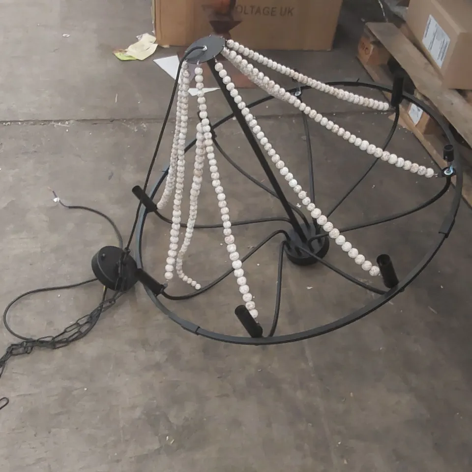 KENWYN 8 - LIGHT DIMMABLE WAGON WHEEL CHANDELIER WITH BEADED ACCENTS