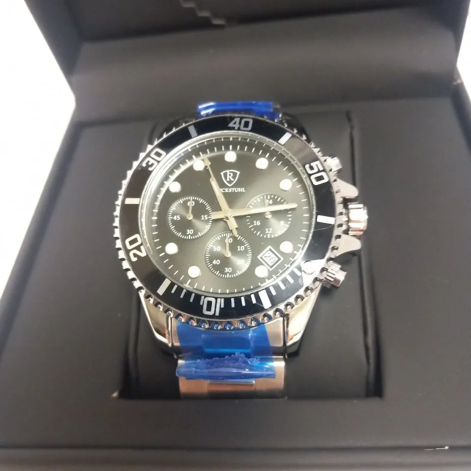 MENS RUCKSTUHL CHRONOGRAPH 8829 WATCH – BLACK DIAL - STAINLESS STEEL STRAP – 3ATM WATER RESISTANT – DATE FUNCTION- RRP £560