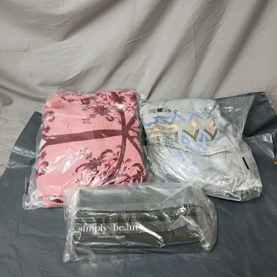 BOX OF APPROXIMATELY 20 ASSORTED ITEMS TO INCLUDE CLOTHING, HAIR STRAIGHTENERS ETC