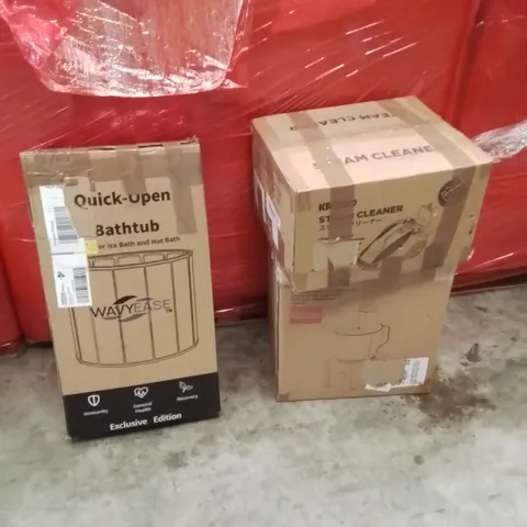 PALLET OF ASSORTED HOUSEHOLD GOODS AND PRODUCTS TO INCLUDE;BATHTUB PORTABLE,JUICER,STEAM CLEANER 