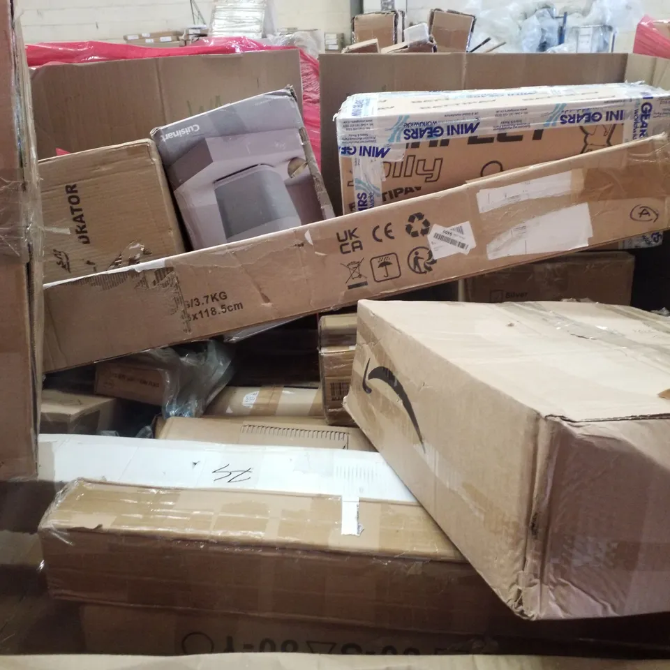 PALLET CONTAINING ASSORTED PRODUCTS INCLUDING VACUUM STAND, SEAT CUSHION FOR PRESSURE MANAGEMENT, 13" LAMINATE FLOOR CUTTER, LED CEILING MOUNTED LIGHT, ROLLER BLIND & RETRACTABLE SAFTEY GATE 