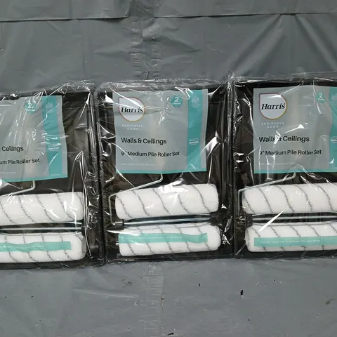 3 HARRIS 9" MEDIUM PILE ROLLER SETS 