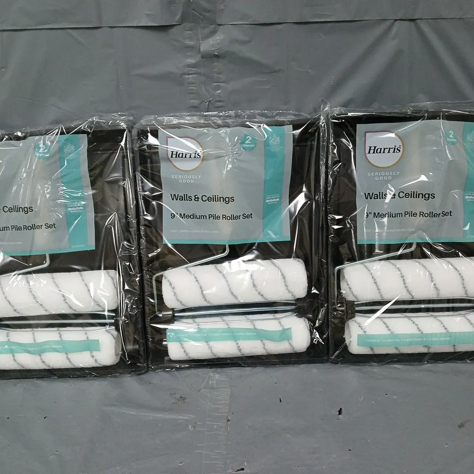 3 HARRIS 9" MEDIUM PILE ROLLER SETS 