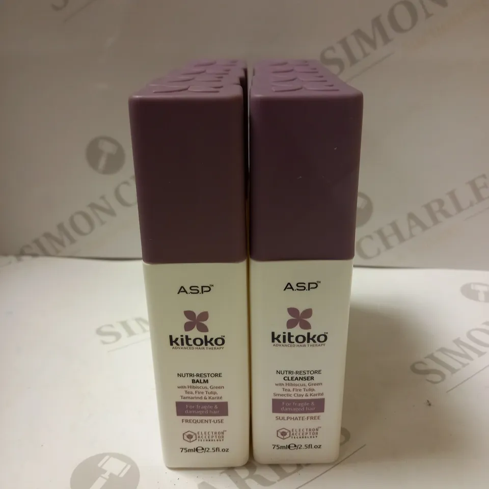 LOT OF APPROX 24 X 75ML ASSORTED A.S.P KITOKO NUTRI RESTORE BALM & CLEANSER