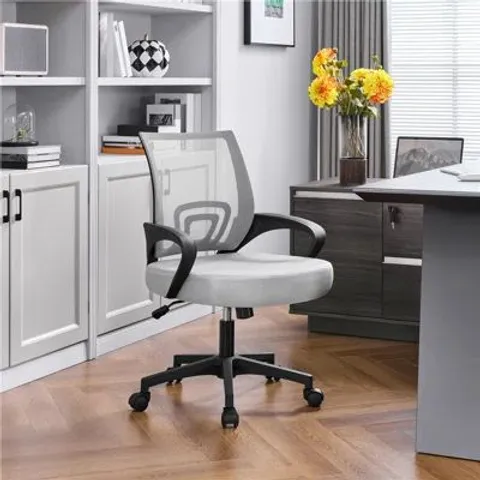 BOXED MID-BACK MESH SWIVEL OFFICE CHAIR - GREY (1 BOX)
