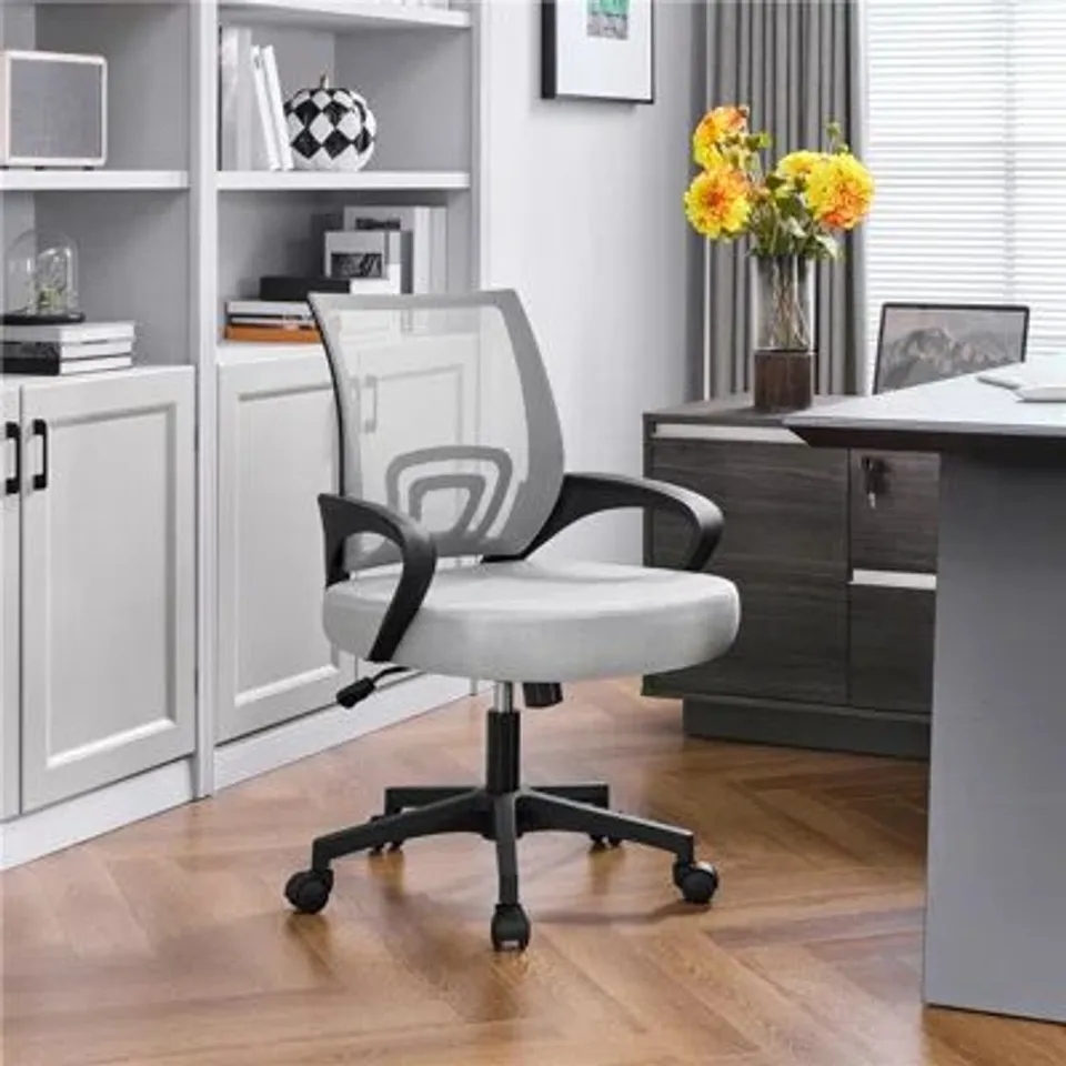 BOXED MID-BACK MESH SWIVEL OFFICE CHAIR - GREY (1 BOX)