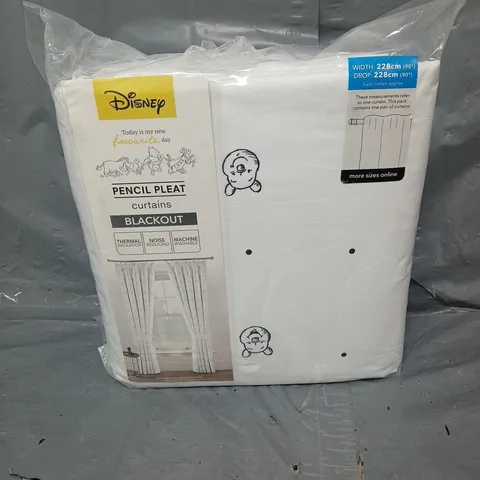 DISNEY WINNIE THE POOH PENCIL PLEAT BLACKOUT CURTAINS IN WHITE