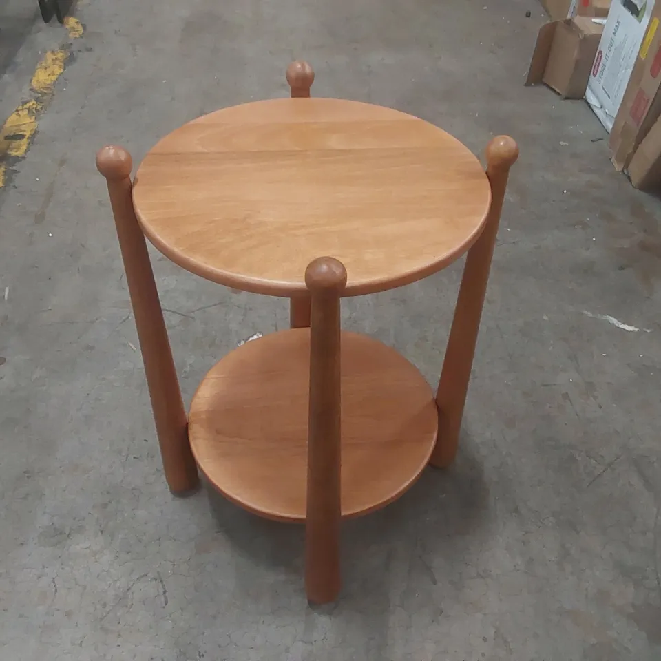PABLO SOLID WOOD END TABLE WITH 2-TIER STORAGE