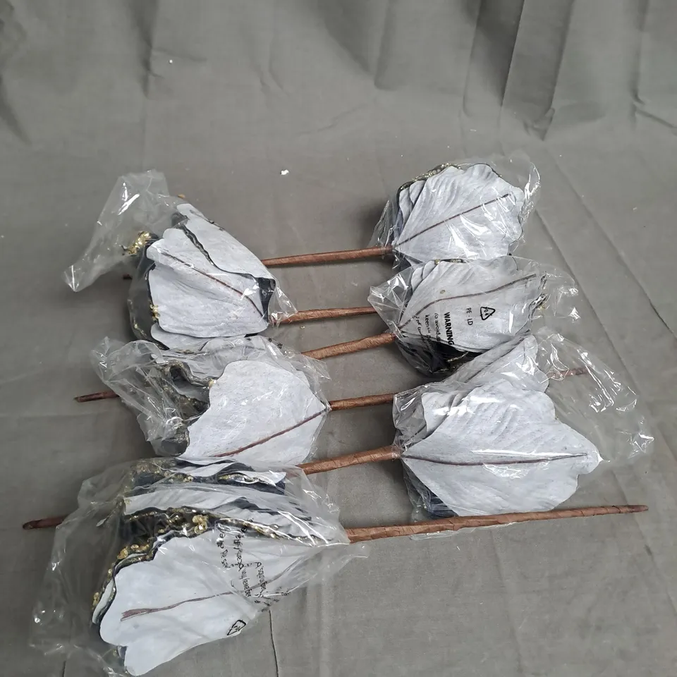 HOME REFLECTIONS SET OF 6 GLITTER ROSE STEMS
