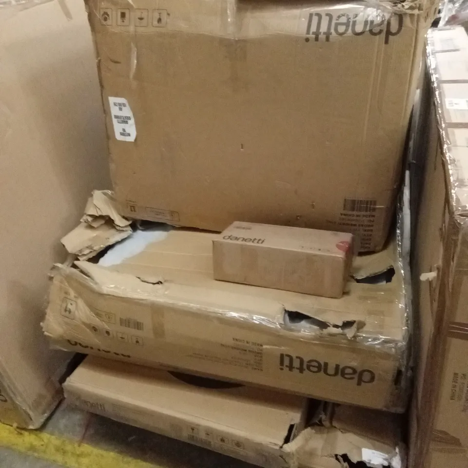 PALLET OF ASSORTED DANETTI INCOMPLETE FURNITURE PARTS AND PIECES