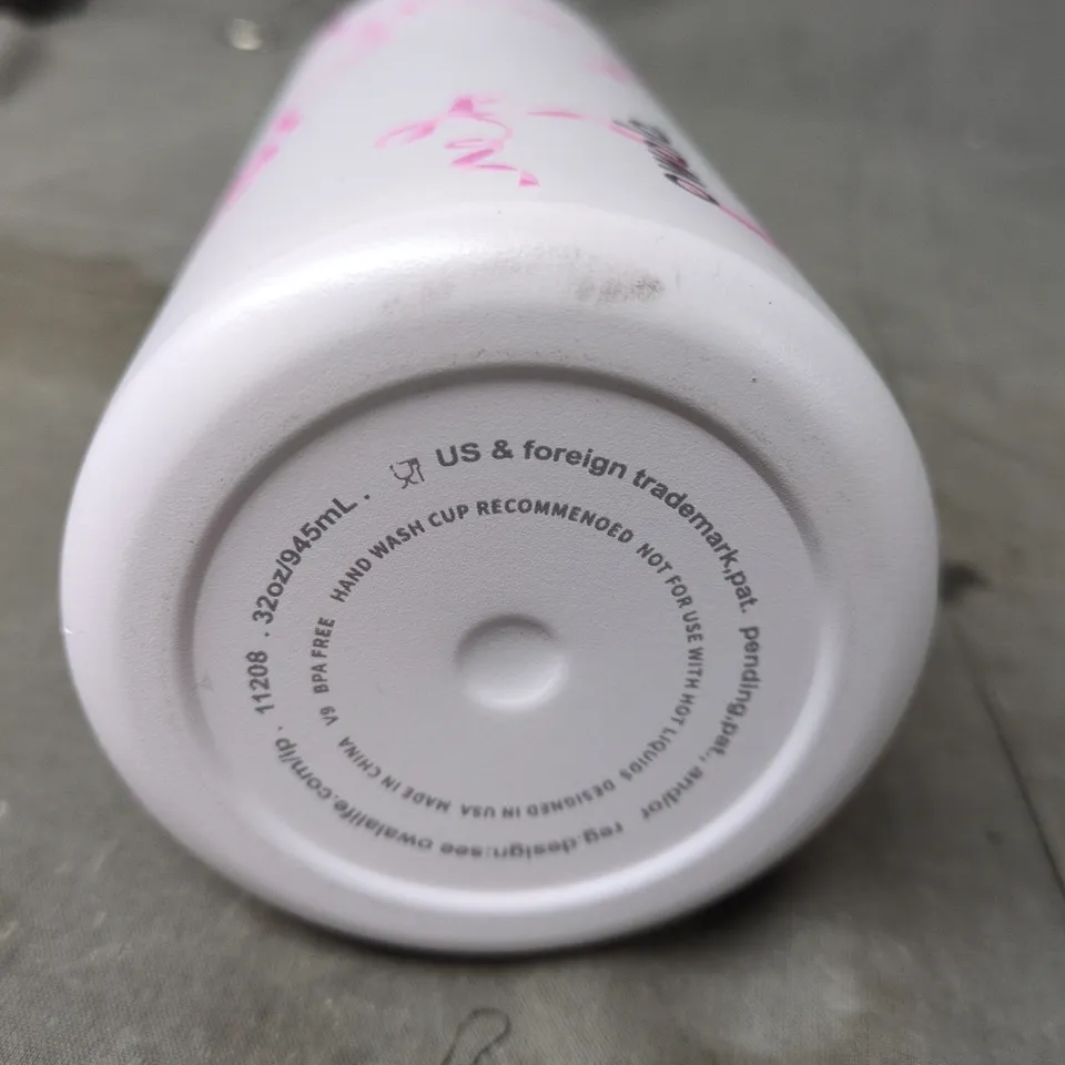 OWALA WATER BOTTLE – PINK & WHITE RIBBON PATTERN