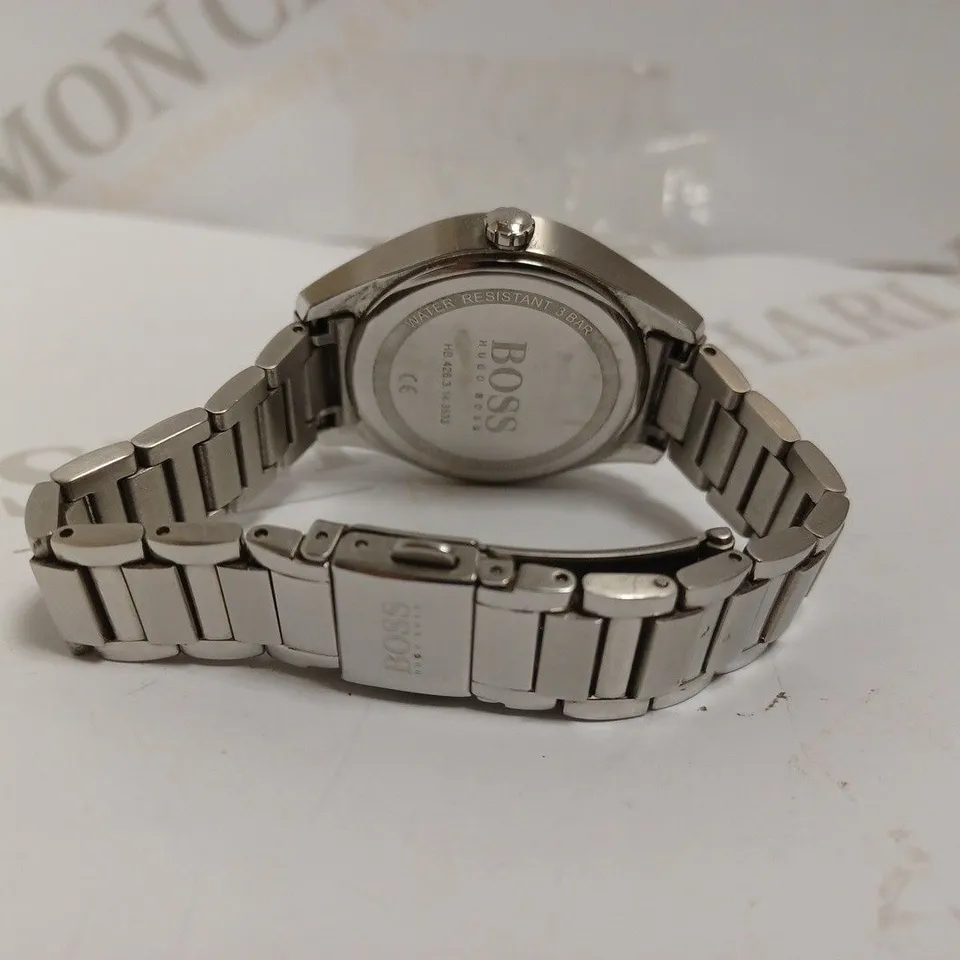 HUGO BOSS SILVER TRIPLE DIAL WATCH WITH BRACELET STRAP