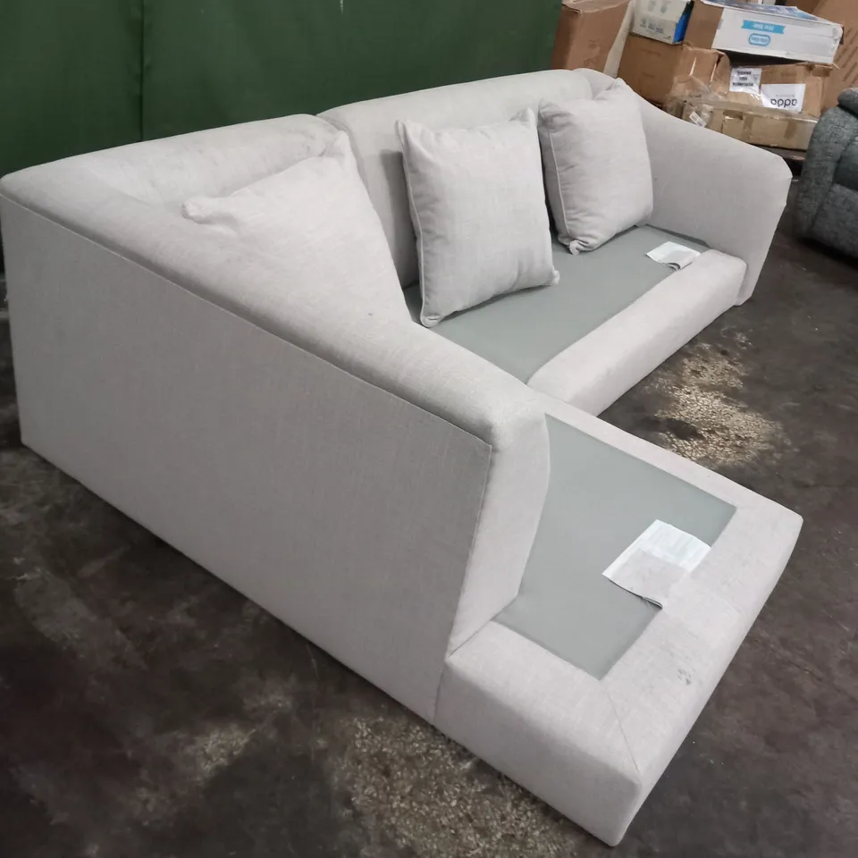 DESIGNER BRITISH MADE BURLINGTON GREY FABRIC CORNER SOFA