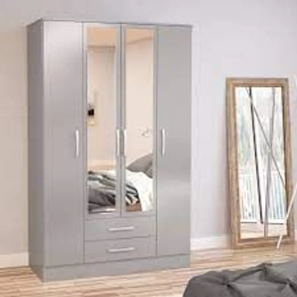 LYNX 4 DOOR 2 DRAWER GREY WARDROBE - BOX 3OF3 ONLY