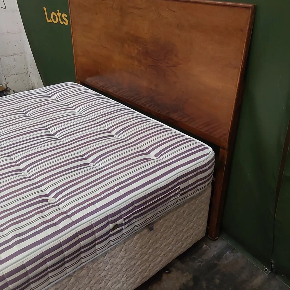 TRADITIONAL ANTIQUE 4'6" DOUBLE SIZE DIVAN BED WITH MATTRESS
