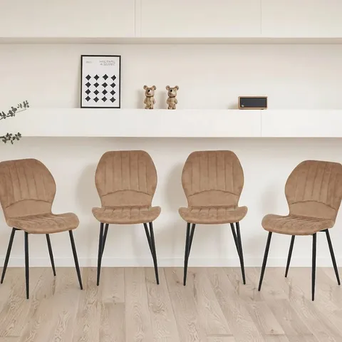 BOXED JAYDN DISTRESSED LEATHER COMFORT DINING CHAIRS - BROWN - SET OF 4 (1 BOX)