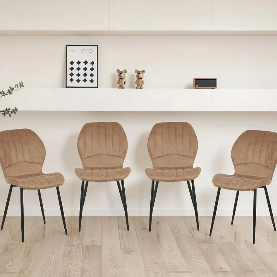 BOXED JAYDN DISTRESSED LEATHER COMFORT DINING CHAIRS - BROWN - SET OF 4 (1 BOX)