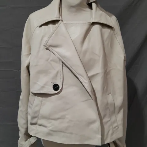 RIVER ISLAND STUDIOS CREAM PU JACKET - UK S