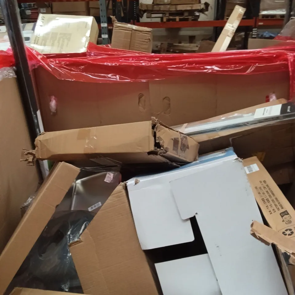 PALLET OF ASSORTED HOUSEHOLD GOODS AND PRODUCTS TO INCLUDE; CANVAS FOR DRAWING, DURABLE TOILET SEAT,ROOF LIGHT