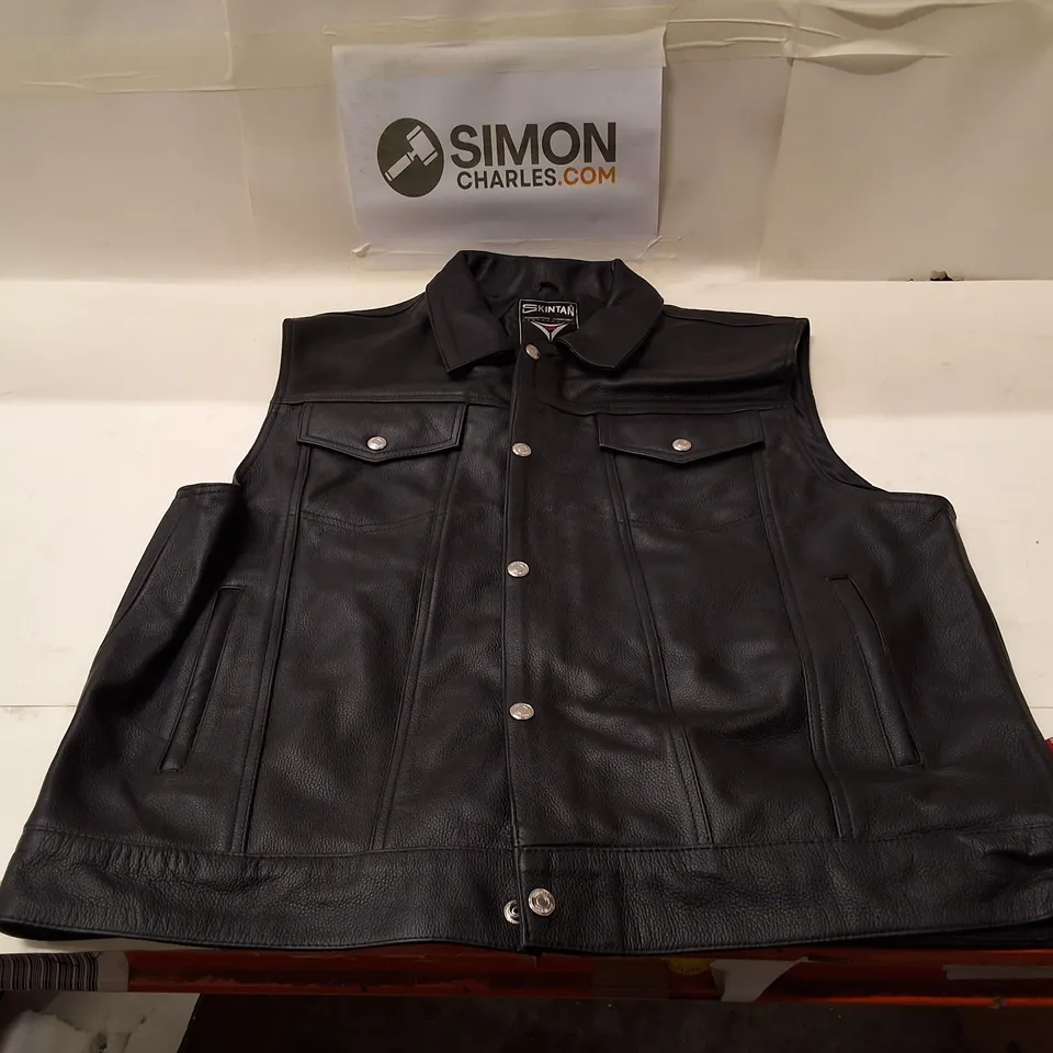 SKINTAN LEATHER VEST – BLACK, UK 3XL