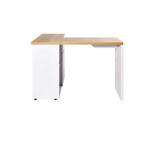 BOXED HOLLICE L-SHAPE DESK - OAK/WHITE (1 BOX)