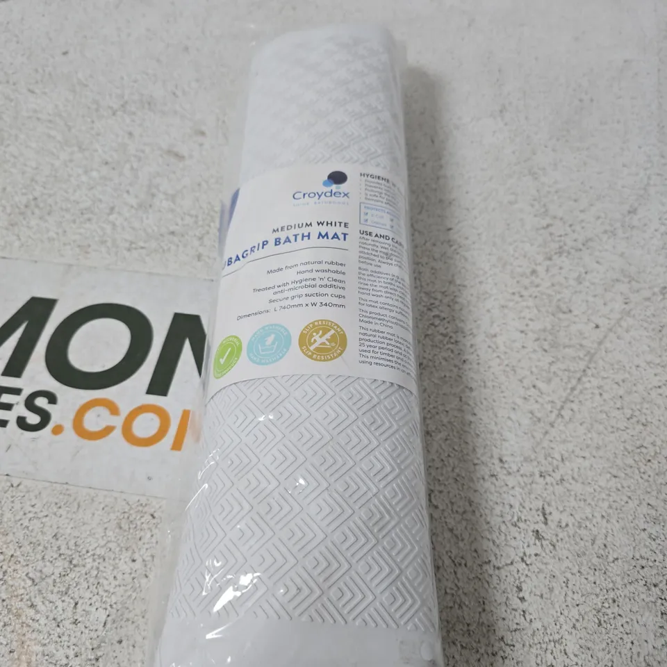 CROYDEX MEDIUM WHITE RUBAGRIP BATH MAT