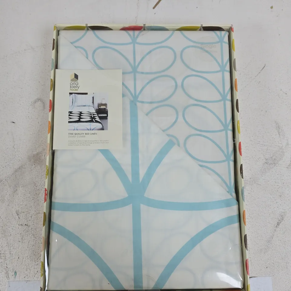 ORLA KIELY HOUSE SINGLE DUVET COVER – LARGE LINEAR STEM, DUCK EGG 135 X 200 CM