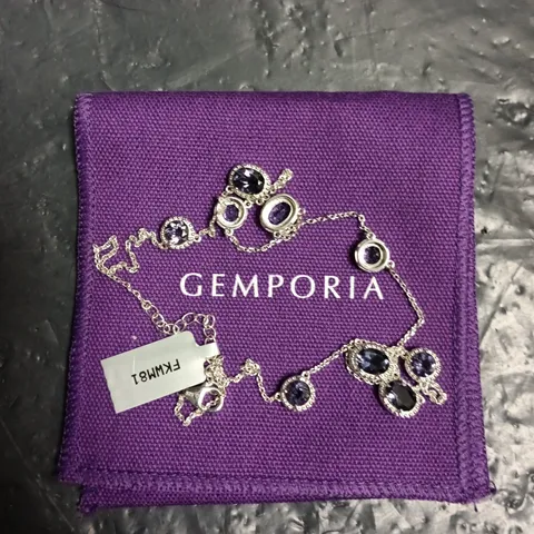 GEMPORIA SILVER-TONE NECKLACE WITH BLUE GEMSTONES