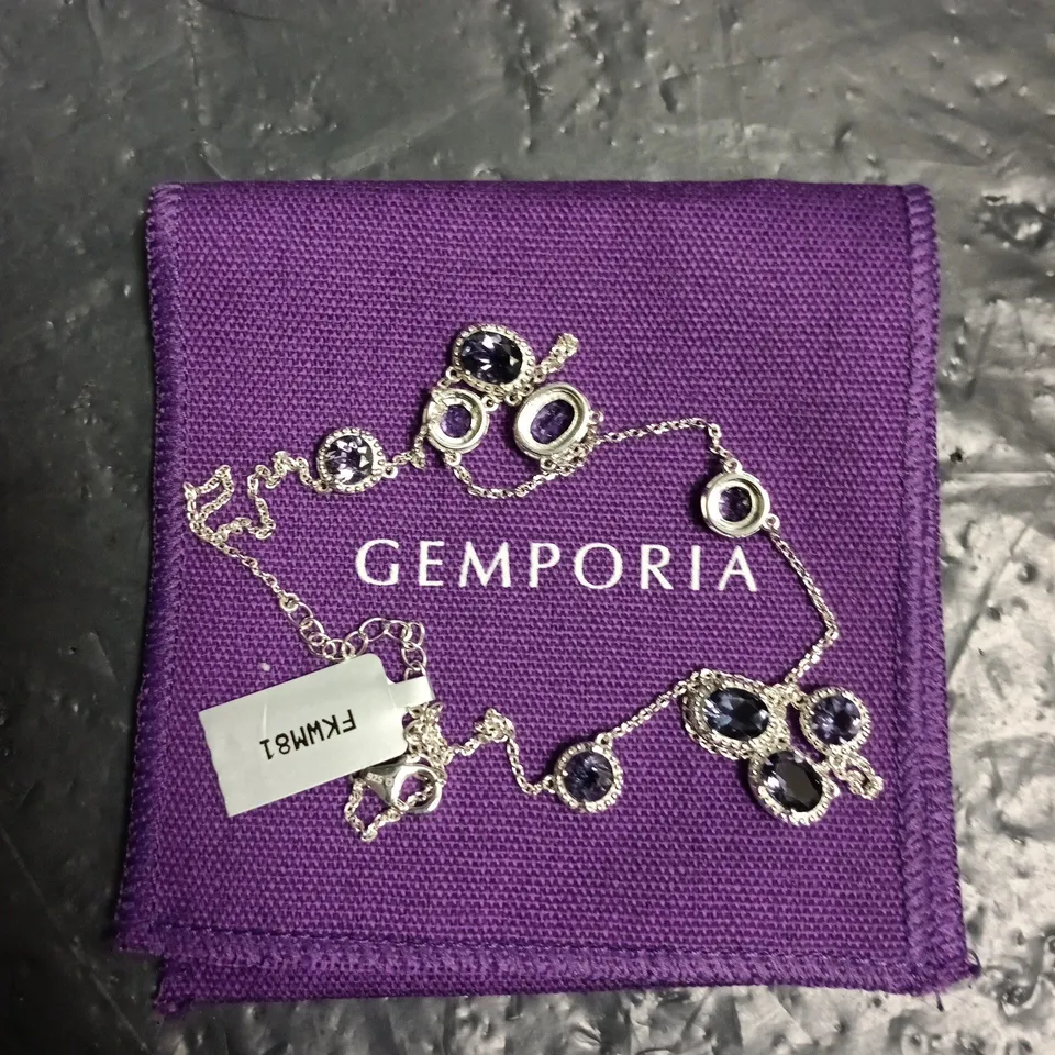 GEMPORIA SILVER-TONE NECKLACE WITH BLUE GEMSTONES