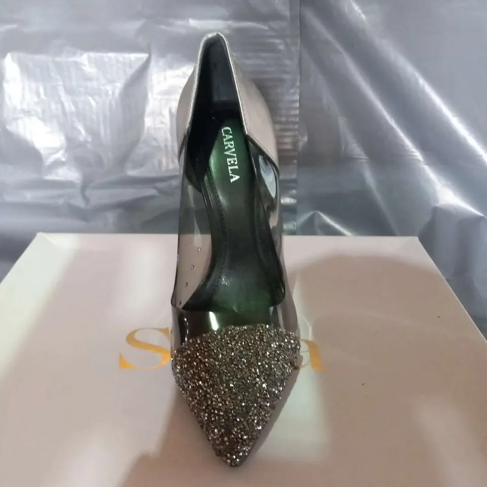 CARVELA SILVER HEELS SIZE 3