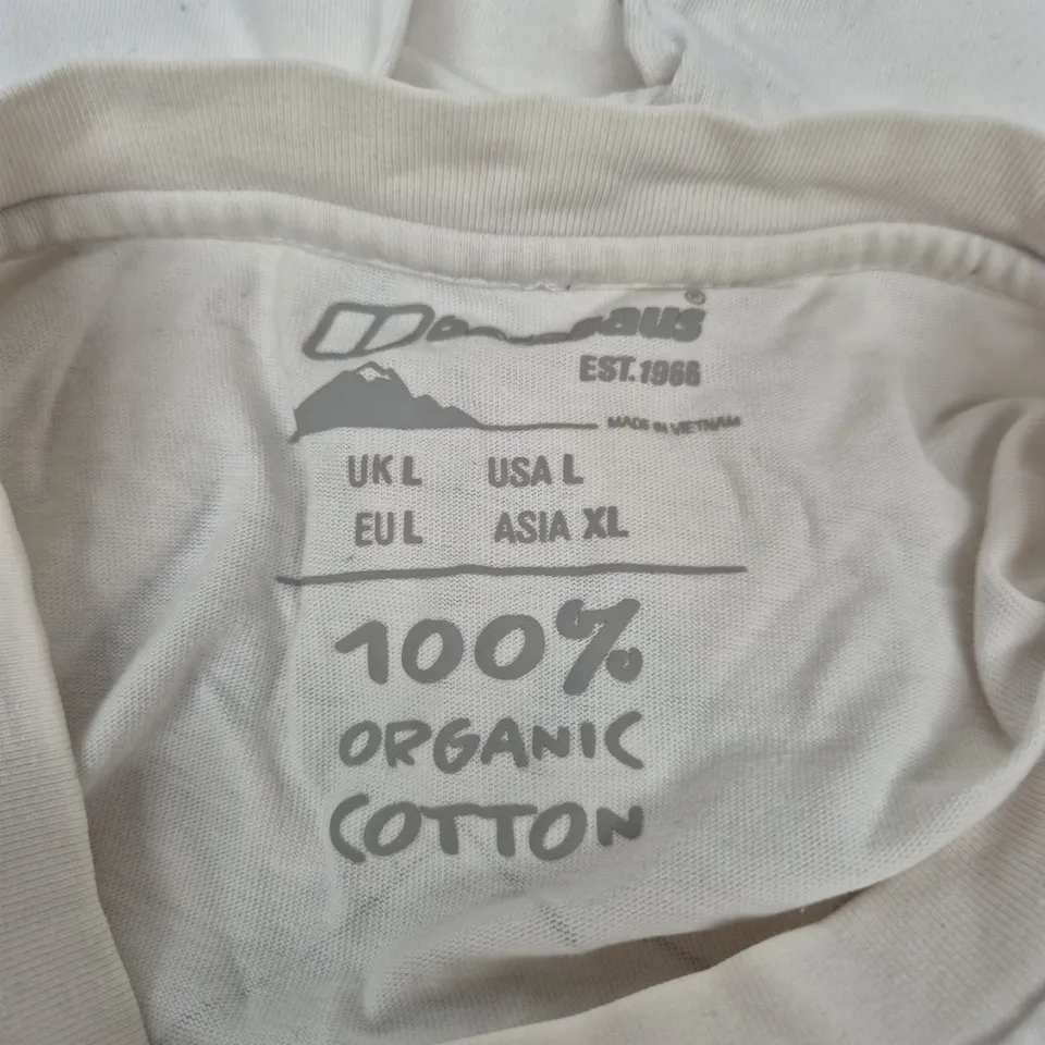 BERGHAUS WHITE T-SHIRT, UK L (ASIA XL) - 100% ORGANIC COTTON