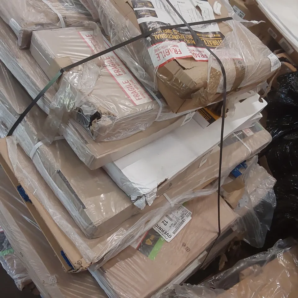 PALLET CONTAINING A VERY LARGE QUANTITY OF ASSORTED TUFFERMAN COMMERCIAL WAREHOUSE SHELVING INCLUDING TUFFERMAN STORALEX VRS SHELVING BAYS ECT