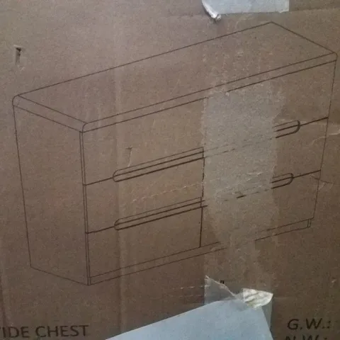 BOXED 6 DRAWER WIDE CHEST - WHITE HIGH GLOSS