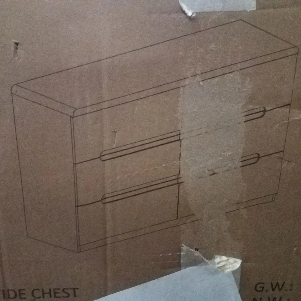 BOXED 6 DRAWER WIDE CHEST - WHITE HIGH GLOSS