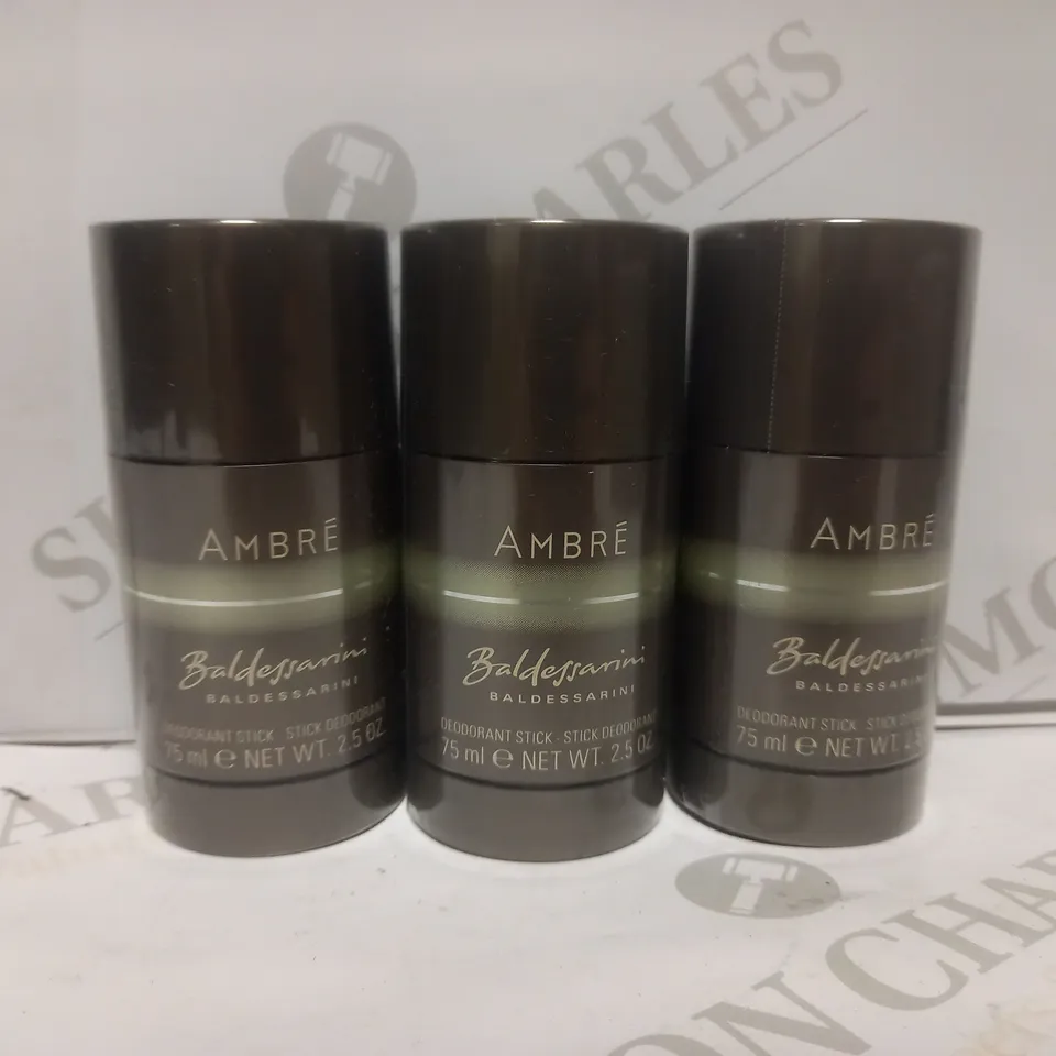 BOX OF APPROX 12 BALDESSARINI AMBRÉ DEODORANT STICK 75ML