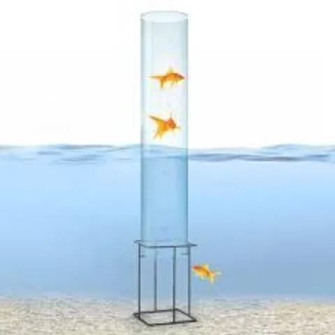 FISH TOWER GARDEN POND DECORATION 100X20CM ACRYLIC GLASS METAL BASE TRANSPARENT