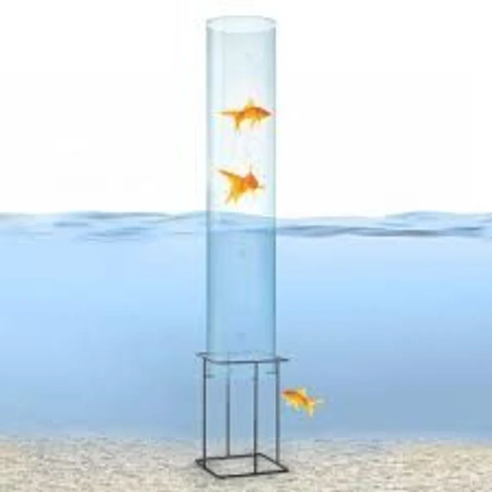 FISH TOWER GARDEN POND DECORATION 100X20CM ACRYLIC GLASS METAL BASE TRANSPARENT