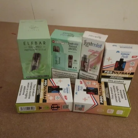 APPROXIMATELY 20 ASSORTED E-CIGARETTE PRODUCTS TO INCLUDE BRANDS SUCH AS HAYATI, ELFBAR, JUSTMIST, ETC - COLLECTION ONLY