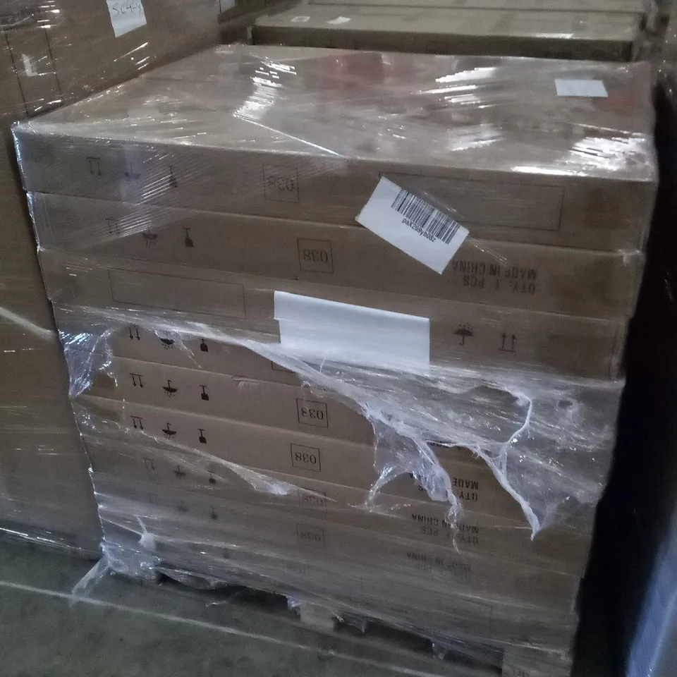 PALLET OF APPROXIMATELY 18 BOXED L-SHAPED COMPUTER DESKS 