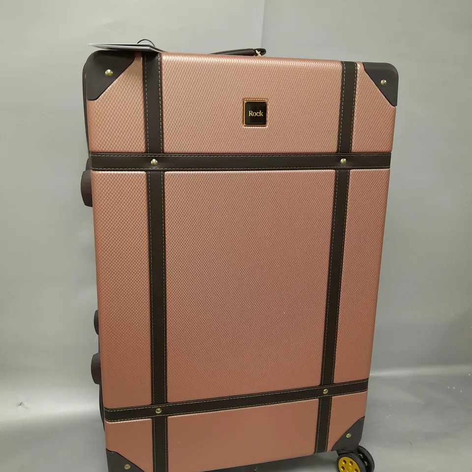 ROCK LUGGAGE VINTAGE 8-WHEEL SUITCASES 3 PIECE SET - PINK RRP £320
