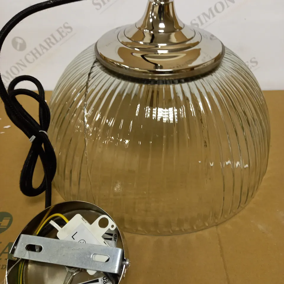 DAR LIGHTING YAMBOL PENDANT POLISHED NICKEL CLEAR GLASS LIGHT FIXTURE