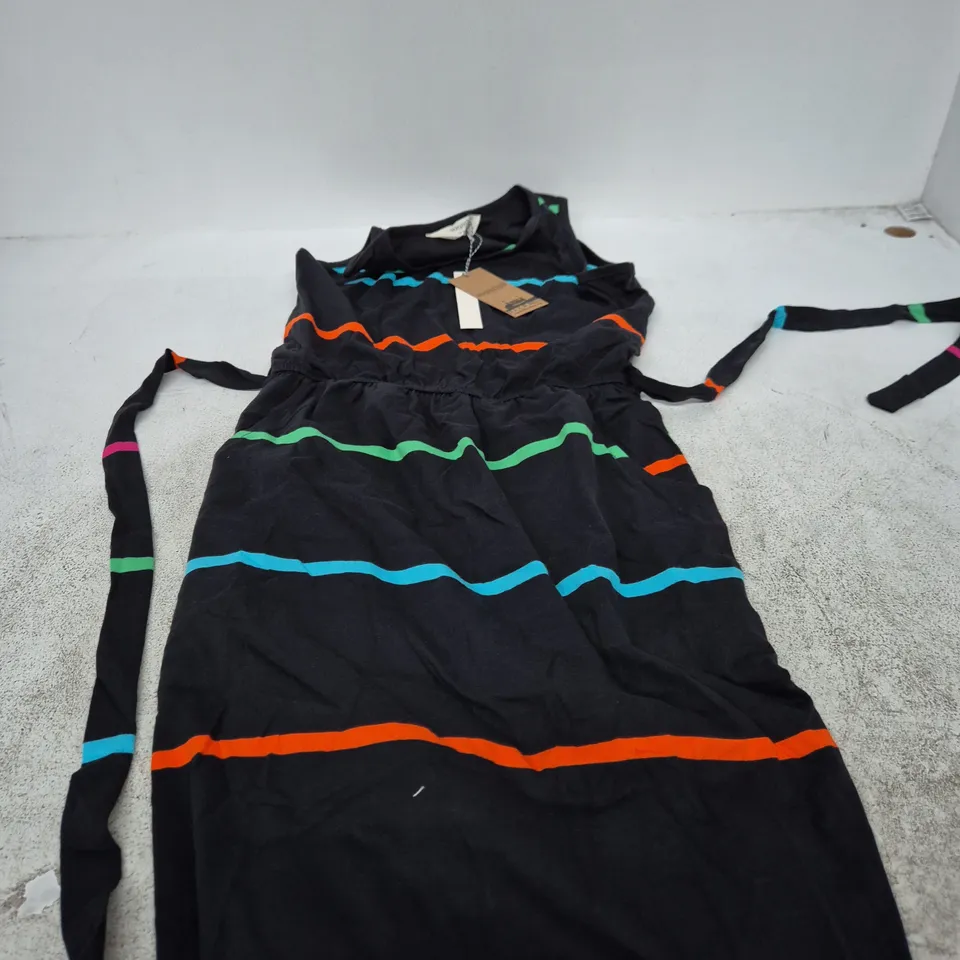 SUGARHILL BRIGHTON RORY RACER JERSEY MIDI DRESS – BLACK WITH COLOUR STRIPE, UK 8