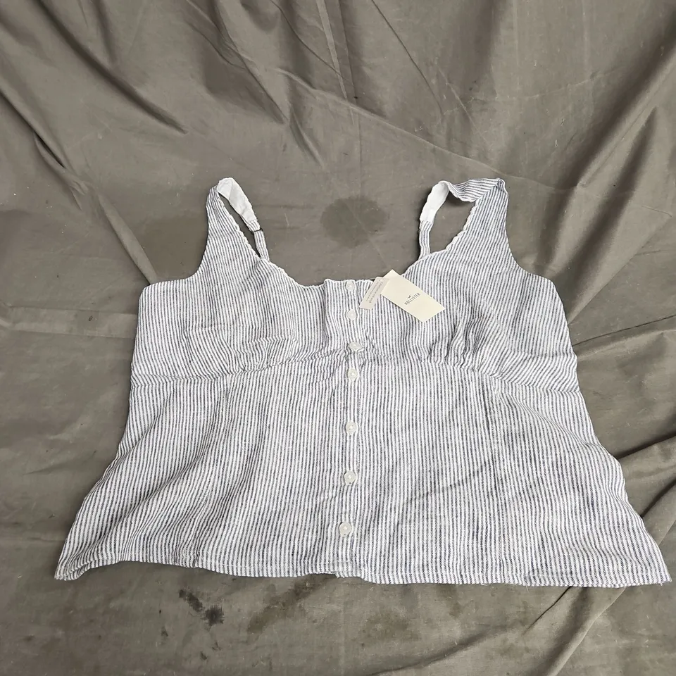 HOLLISTER LINEN BLEND TOP IN NAVY STRIPE SIZE XL