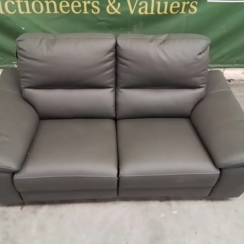 QUALITY DESIGNER 2 SEATER FAUX LEATHER ELECTRIC RECLINING GREEN/GREY SOFA