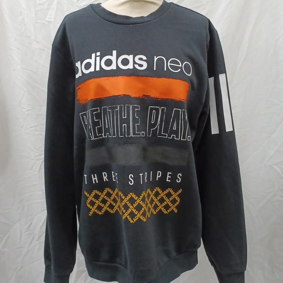 ADIDAS NEO BREATHE PLAY THREE STRIPES, BLACK - SIZE M